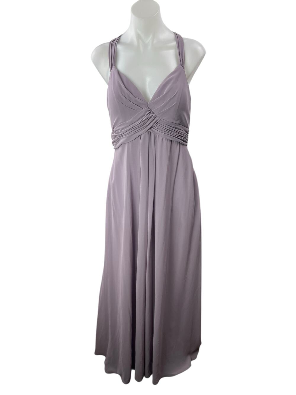 Morilee Purple Lilac Sleeveless V Neck Drape Bridesmaid Gown Maxi Dress Size 8